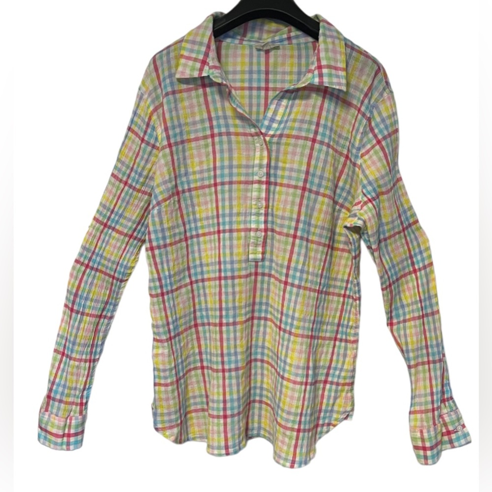 Talbots Gold and Red Relaxed Button Down Shirt